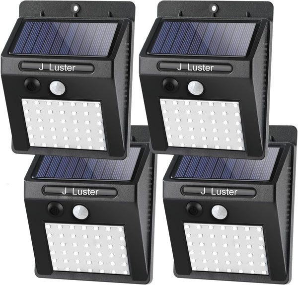J luster Solar Outdoor Lights [4pack/3 Working Modes] Motion Sensor Security Lights, IP 65 Water Proof, Outdoor use for Patio, Wall, Garden Fence and Front Door(42 Led)…