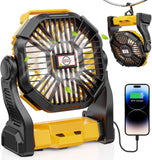 Camping Fan with LED Lantern, 10400mah Portable Battery Operated Outdoor Fan, Personal Rechargeable Fan for Travel, Hiking, Fishing, Picnic (Yellow)