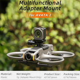 Mount Adapter Bracket Compatible with DJI Avata 2 Compatible with DJI Action 2/ Insta360 GO 3/GO 2/GO Camera Connect, Expansion Bracket Sports Camera/LED Light Holder