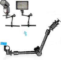 Neewer 30cm/11.8inch Aluminum Alloy Articulating Magic Arm with 15mm Rod Clamp for Mounting LED light, Monitor, Flash to DSLR Camera or DSLR Movie Rig