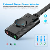 USB Sound Card, External Sound Card with Volume Control, USB to 3.5mm Jack Audio Adapter