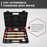 PASBAS 7 Piece Auto Body Repair Kit，Hammer and Dolly Tools with Carbon Steel on Wood Handles,Performance Heavy Duty Dollies Set,Roller Fixer Dent Remover Tool.