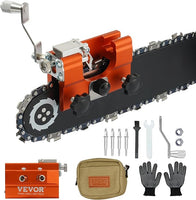 VEVOR Chainsaw Sharpener, Hand-Cranked Chainsaw Sharpening Jig Kit for 4"-22" Chain Saw, Potable Chainsaw Chain Sharpener Tool with 4 Sharpening Heads, Storage Bag for Home DIY, Lumberjack, Landscaper