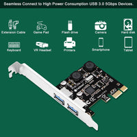 FebSmart 2-Ports Superspeed 5Gbps USB 3.0 PCI Express Expansion Card for Windows, MAC OS X and Linux Desktop PCs, Built in Self-Powered Technology, No Need Additional Power Supply (FS-U2S-Pro)