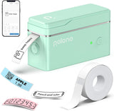 POLONO Label Maker Machine with Tape, P31S Portable Bluetooth Label Printer, Built-in Cutter Mini Label Makers Handheld Sticker Maker with Multiple Templates Easy Use for Office Home, Green