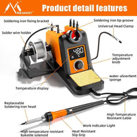 Digital Soldering Iron station Kit, 2 Auxiliary Clamps, 5 Soldering Iron Tips, Solder Wires, Solder Suckers, Stainless Steel Tweezers, and a Phillips Start, soldering station! (transformer)