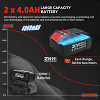 Cordless Impact Wrench 1/2 Inch, 20V Brushless High Torque Impact Gun w/ 3-Mode Speed, Max Torque 330 ft-lbs（450N.m）, 2 x 4.0Ah Battery, Fast Charger & 4 Sockets, Tool Case