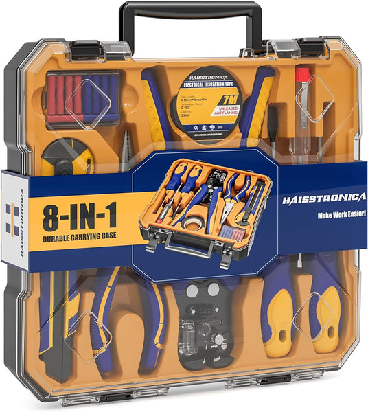 haisstronica 8 IN 1 Electrician Tool Set, Self-Adjusting Wire Stripper Kit, 28 Piece Electrical tools