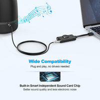 USB Sound Card, External Sound Card with Volume Control, USB to 3.5mm Jack Audio Adapter