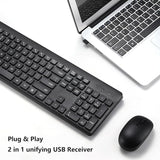 Wireless Keyboard and Mouse Combo, 2.4G Full-Sized External Cordless Keyboard Mouse Set with Numeric Keypad for Windows Mac Laptop PC Computer Desktop Chromebook Silent Compact Mouse (Black)