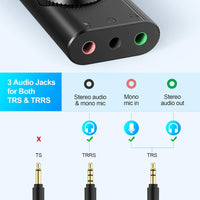 USB Sound Card, External Sound Card with Volume Control, USB to 3.5mm Jack Audio Adapter