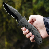 Pocket Folding Knife Survival Gear Tactical Knife with Liner Lock Stainless Steel Blade in Black Oxidation G10 Handle Reversible Pocket Clip Gifts for Men Dad Husband