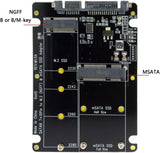 CableCC 2 in 1 Combo M.2 NGFF B-key & mSATA SSD to SATA 3.0 Adapter Converter Case Enclosure