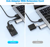 USB Sound Card, External Sound Card with Volume Control, USB to 3.5mm Jack Audio Adapter