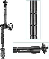 Neewer 30cm/11.8inch Aluminum Alloy Articulating Magic Arm with 15mm Rod Clamp for Mounting LED light, Monitor, Flash to DSLR Camera or DSLR Movie Rig