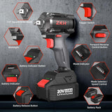 Cordless Impact Wrench 1/2 Inch, 20V Brushless High Torque Impact Gun w/ 3-Mode Speed, Max Torque 330 ft-lbs（450N.m）, 2 x 4.0Ah Battery, Fast Charger & 4 Sockets, Tool Case