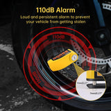 Motorcycle Lock Anti Theft Motorcycle Disc Lock Motorcycle Alarm 110dB 7mm Pin, Accessories with Reminder Cable and Carry Pouch, Waterproof, Heavy Duty Disc Brake Lock for Motorbike Bike Moped