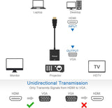 HDMI to VGA, Gold-Plated HDMI to VGA Adapter (Male to Female) for Computer, Desktop, Laptop, PC, Monitor, Projector, HDTV, Chromebook, Raspberry Pi, Roku, Xbox and More - Black