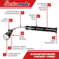 SANTAMADE Magnetic Pickup Tool, Telescoping Magnetic Flashlights with Extendable Magnet Stick, Tool Gifts for Men, Unique Cool Gadgets Gifts for Him, Gifts for Husband, Dad, Kids, Son, Grandpa