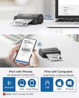 POLONO A400 Bluetooth Thermal Label Printer, 4x6 Label Printer for Shipping Packages Small Business, Bluetooth Shipping Label Printer for iPhone, Android & PC, Compatible with Amazon, Ebay, USPS