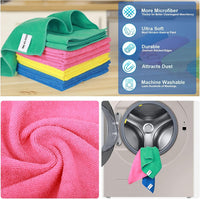 DRKLEAN Microfiber Cleaning Cloth,Kitchen Cleaning Cloth,Microfiber Towels,Cleaning Rags,Reusable and Washable,Pack of 24,14"x14",Colorful,Multifunctional for House,Kitchen,Car,Window