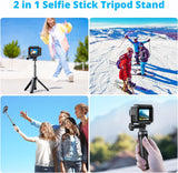 AKASO Mini Selfie Stick Tripod Lightweight Extension for Shooting Video Vlog Accessories Compatible with AKASO Action Camera EK7000/Brave 4/Brave 7 LE/Brave 7/GoPro Hero12/11/10/ 9/Max/DJI Osmo Action