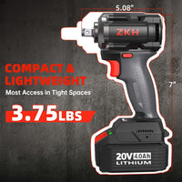 Cordless Impact Wrench 1/2 Inch, 20V Brushless High Torque Impact Gun w/ 3-Mode Speed, Max Torque 330 ft-lbs（450N.m）, 2 x 4.0Ah Battery, Fast Charger & 4 Sockets, Tool Case