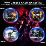 KAER RX580 8GB Graphics Card GDDR5 256bit Computer Graphics Card with Dual Fans 1284/7000MHz,PCI Express 3.0 Gaming Graphics Card, DVI HDMI DP Desktop