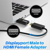 Displayport to HDMI Converter，DP to HDMI Adapter [2-Pack],3840x2160p Male to Female Converter Compatible with Computer,Desktop,Labtop,PC,Monitor,HDTV - Gold Plated