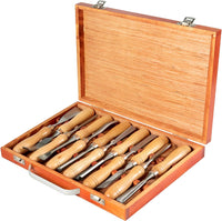 Vevor Wood Chisel Sets 12pcs，Wood Carving Hand Chisel 3-3/4Inch Blade Length,Woodworking Chisels with Red Eucalyptus Handle,Wood Tool Box,for Wood Carving Root Carving Furniture Carving Lathes