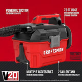 CRAFTSMAN V20 35-CFM 20-volt Max 2-Gallons Cordless Wet/Dry Shop Vacuum with Accessories Included (Bare Tool)