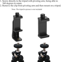 Ailun Tripod Phone Mount Holder Head Standard Screw Adapter Rotatable Digtal Camera Bracket Selfie Lens Monopod Adjustable for Ring Light Camcorder,Compatible for Most Cellphones iPhone