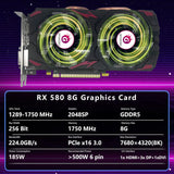 RX 580 8GB Graphics Card, 2048SP 1289MHz GDDR5 256bit Radeon RX580 AMD GPU Video Card with Dual Cooling Fan, HDMI, 3*DP, DVI-Output, 8K PCIE 3.0 Computer Graphics Card for Gaming PC