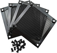 80mm Computer Fan Filter Grills with Screws, Aluminum Frame Ultra Fine Stainelss Steel Mesh - 4 Pack (Black)