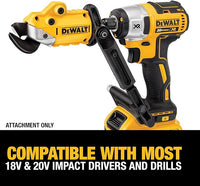 DEWALT Metal Shear/Cutter Drill Attachment, Impact Ready, 360 Degree Pivoting Head, Cuts 18GA Material