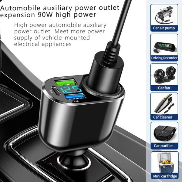 156 W PD30W USB-A 3.1A Single Hole Automobile Auxiliary Power Outlet, Extended Super fast charge charger with Digital Display