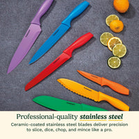 Cuisinart 12-Piece Kitchen Knife Set, Multicolor Advantage Cutlery, C55-01-12PCKS