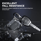 Dovick- Waterproof Airtag Keychain Holder Case,Screw Full Cover Compatible with Apple Air Tag Tracker Key Ring (Black 2Pack)