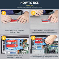 StarTech.com M.2. PCI-e NVMe to U.2 (SFF-8639) Adapter - Not Compatible with SATA Drives or SAS Controllers - For M.2 PCIe NVMe SSDs - PCIe M.2 Drive to U.2 Host Adapter - M2 SSD Converter, TAA