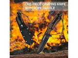 Swiss+Tech Hatchet and Machete with Sheath, One-Piece Camping Axe and Fixed Blade Hunting Knives with Rope Handle, 8 Pieces Camping Tool Set Includes LED Headlamp, Paracord, Flint Stick, Carabiners