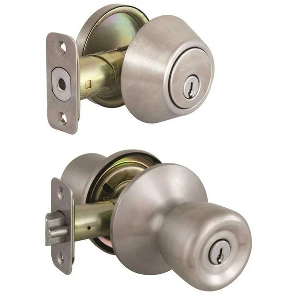 Brandywine Stainless Steel Keyed Entry Knob and Single Cylinder Deadbolt Combo Pack