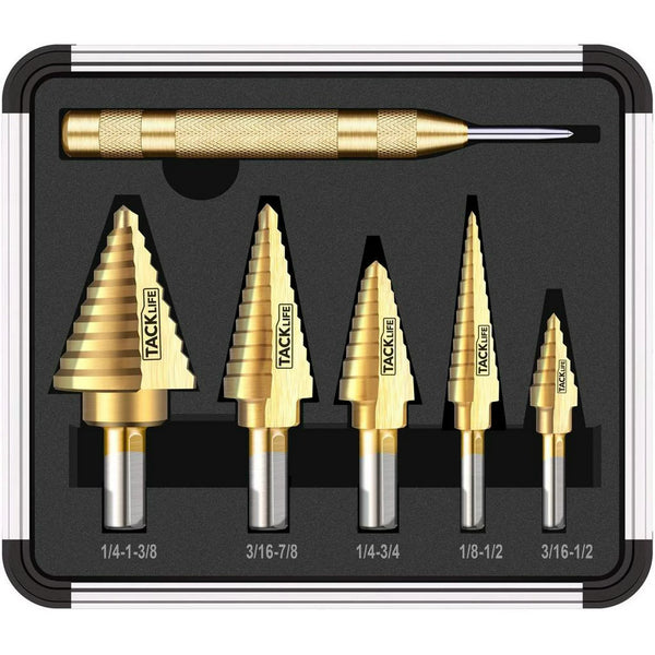 Tacklife Step Drill Bit Set With & Automatic Center Punch, Total 50 Sizes , PDH06A