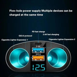 Type-C Car charger, Digital display, USM QC3.0, Fast charging Multi-function Car Charger