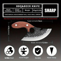 Stainless Steel Kitchen Knife with cover, Portable, Durable, Sharp Functional, with wooden Ergonomic Handle