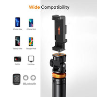 62" Phone Tripod/Android & Selfie stick Tripod with Remote, Stand and Travel, Solid Tripod