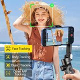 3 Axis Shooting tripod stand, Autoface tracking Gimbal Stabilizer, 360 degrees Rotation, Smartphone selfie accessories For iPhone, Content Creator