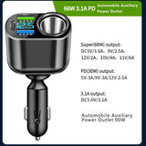 156 W PD30W USB-A 3.1A Single Hole Automobile Auxiliary Power Outlet, Extended Super fast charge charger with Digital Display