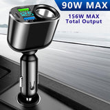 156 W PD30W USB-A 3.1A Single Hole Automobile Auxiliary Power Outlet, Extended Super fast charge charger with Digital Display