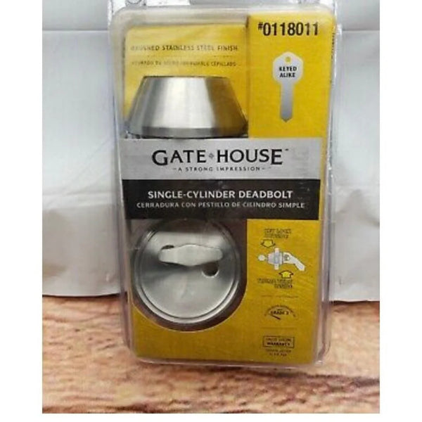 GATEHOUSE Brushed Stainless Steel   Single Cylinder Door Deadbolt Lock  #0118011