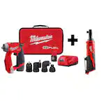 M12 FUEL 12V Lithium-Ion Brushless Cordless 4-in-1 Installation 3/8 in. Drill Driver Kit W/ M12 3/8 in. Ratchet